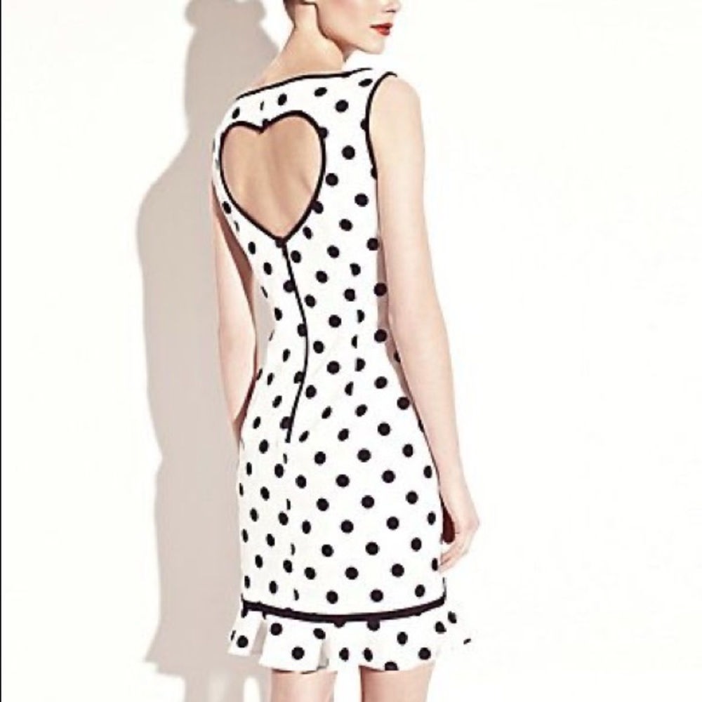 BETSEY JOHNSON flocked polkadot shift dress with black bow feature in size 6